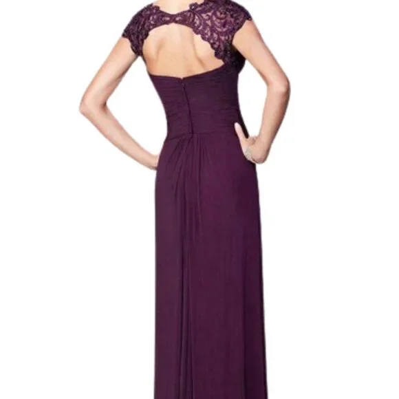 NWT La Femme 23084SC Jersey Evening Dress Purple Size 8